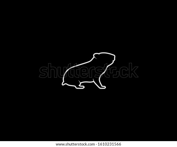 黒い背景にハムスターシルエット ロゴ会社 アイコン シンボルなどの分離型ベクター動物テンプレート のベクター画像素材 ロイヤリティフリー