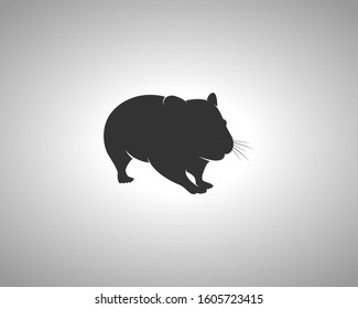 Hamster Silhouette on White Background. Isolated Vector Animal Template for Logo Company, Icon, Symbol etc