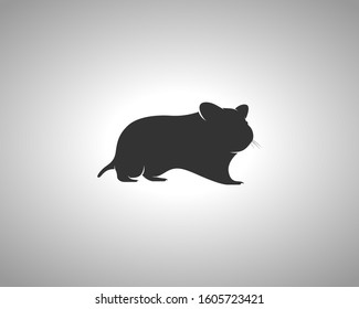 Hamster Silhouette on White Background. Isolated Vector Animal Template for Logo Company, Icon, Symbol etc