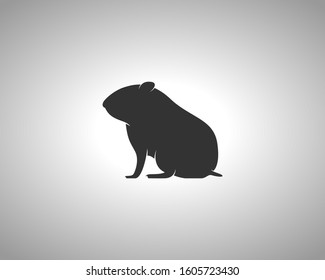 Hamster Silhouette on White Background. Isolated Vector Animal Template for Logo Company, Icon, Symbol etc