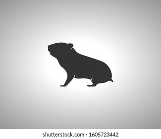 Hamster Silhouette on White Background. Isolated Vector Animal Template for Logo Company, Icon, Symbol etc