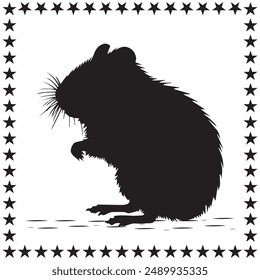 Hamster Silhouette Vector Cute Hamster With Round Star On White Background