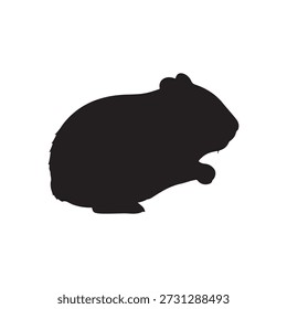 Ilustração plana do vetor da silhueta do hamster