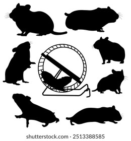 Conjunto de ilustração de vetor de silhueta de hamster