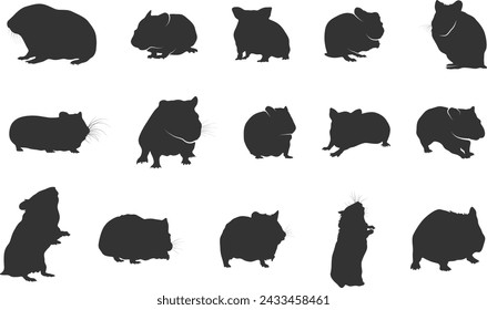 Hamster silhouettes, Hamster vectors, Hamster clipart