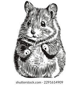 hamster sketch, hand drawing of wildlife, vintage engraving style, vector illustration hamsters
