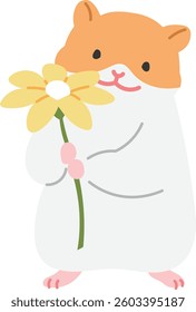 Hamster with small flower illustration