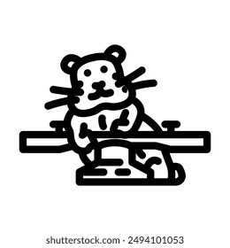hamster with toy pet line icon vector. hamster with toy pet sign. isolated contour symbol black illustration