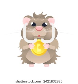 Hamster with tusks. The concept of saving income and making money on cryptocurrency exchanges