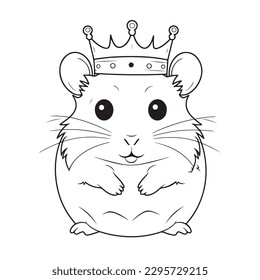 Hamster vector coloring book black and white for kids and adults isolated line art on white background.