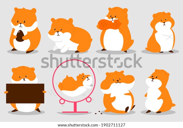 Hamster Vector Cute Cartoon Characters Set Stock Vector (Royalty Free ...