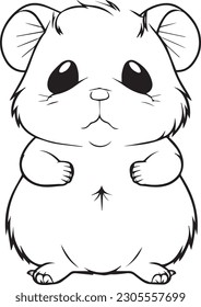 Hamster: vector line art cartoon style for coloring pages