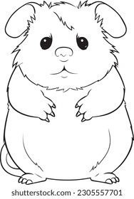Hamster: vector line art cartoon style for coloring pages