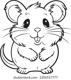 Hamster: vector line art cartoon style for coloring pages