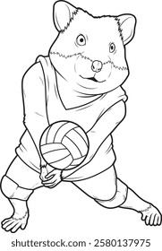 Hamster Volleyball player Volleyball Animal Vector Graphic Art Illustration