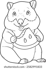 Hamster Watermelon Animal Vector Graphic Art Illustration