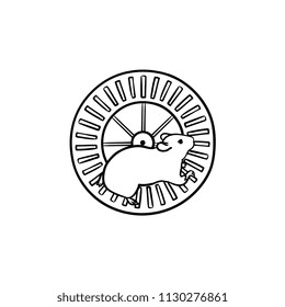 Hamster wheel hand drawn outline doodle icon. Running wheel as fun device for rodents animals concept. Vector sketch illustration for print, web, mobile and infographics on white background.