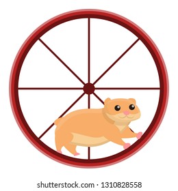 Hamster in wheel icon. Cartoon of hamster in wheel vector icon for web design isolated on white background