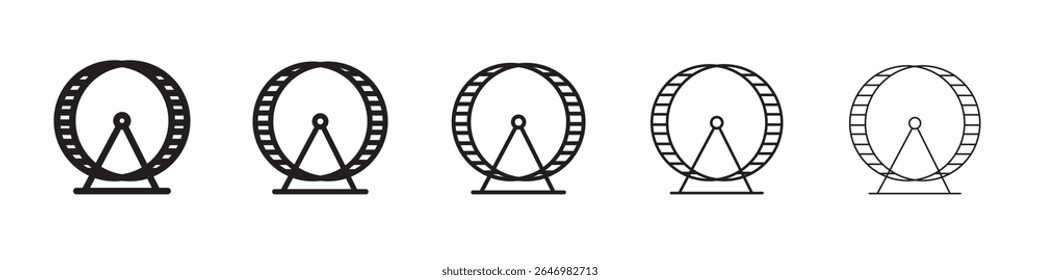 Símbolo de vetor de estilo plano fino do contorno da roda de hamster