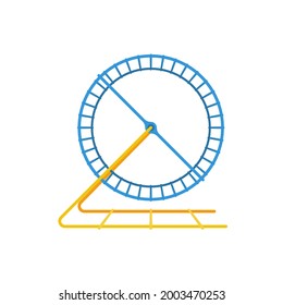 Hamster wheel isolated on white background. Template for an infinite process. Symbol heavy cyclic work. Vector illustration flat design.