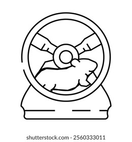 hamster in wheel pet line icon vector. hamster in wheel pet sign. isolated contour symbol black illustration