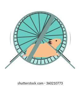 Hamster in a wheel vector illustration.