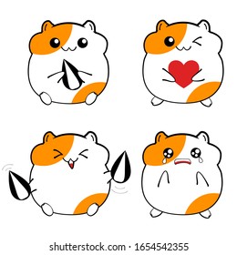 Hamsters or rats cute cartoon set with Sun flower seeds and heart and cry illustration vector.