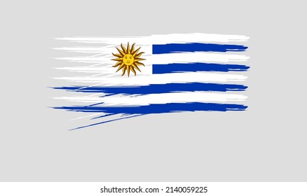 han draw uruguay flag brush isolated on white background