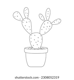 Han drawn Black and White Cactus Outline Vector Illustration