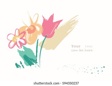 han drawn flowers on white background. vector design elements