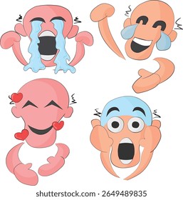 han desenhado set eps vetor ilustração emoji várias expressões