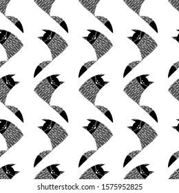 han drawn tribal fox seamless pattern