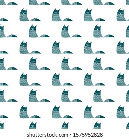 han drawn tribal fox seamless pattern