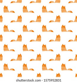 han drawn tribal fox seamless pattern