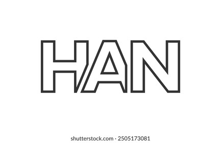 HAN logo design template with strong and modern bold text. Initial based vector logotype featuring simple and minimal typography. Trendy company identity ideal for businesses brand presence.