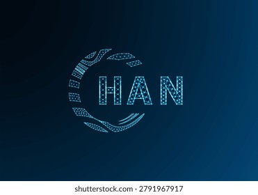 HAN low poly letter logo vector design. HAN lower poly logo design. HAN unique low poly logo design.