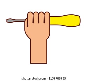 han with screwdriver tool isolated icon