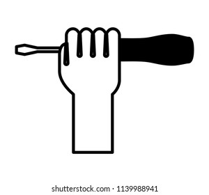 han with screwdriver tool isolated icon
