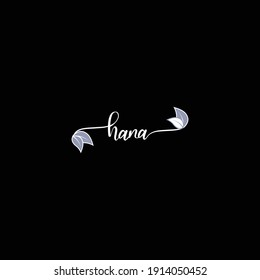 hana text leaf nature logo design vector