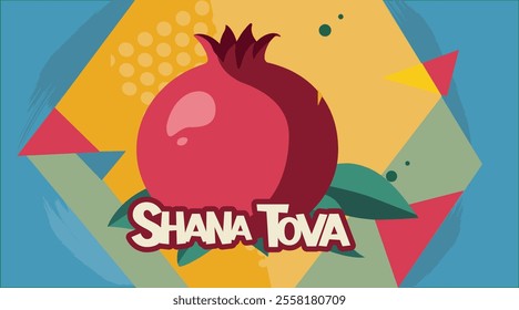 hana Tova, Rosh Hashanah. banner, vector background with stylized pomegranate fruit