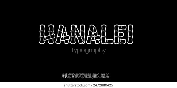 Hanalei modern logo, elegant monogram, digital device , bamboo alphabets .