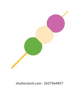 Ilustração de Hanami Dango Flat. Elemento de design de ícone limpo sobre plano de fundo branco isolado
