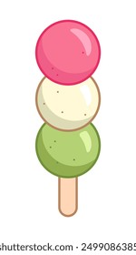 Ilustración vectorial de dango Hanami. Dulce japonés tradicional.