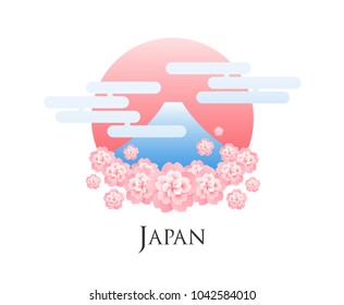 Hanami Japan abstract vector illustration. Cherry blossom trees blooming season celebration. 
Great for logo design, icon, poster, travel brochure, banner, Japanese hanami holiday, school year start