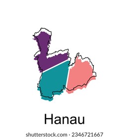 Hanau City Map illustration. Simplified map of Germany Country vector design template