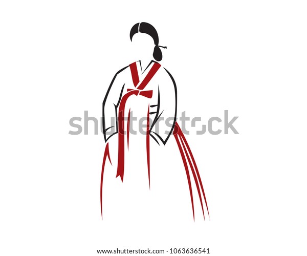 Hanbok Dress Korean Traditional Costume Stock Vector (Royalty Free ...