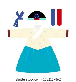 hanbok flat design is korean traditional clothing