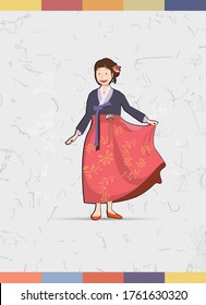hanbok. korean traditional costume character. 