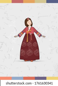 hanbok. korean traditional costume character. 