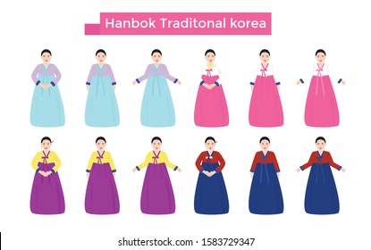 Hanbok Traditional Korea Vector illustration